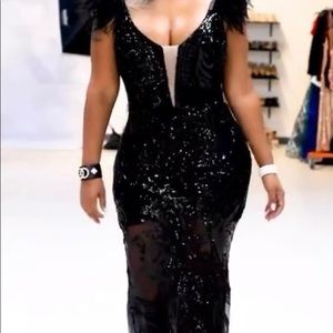 Brand new never worn black sequin/sheer gown